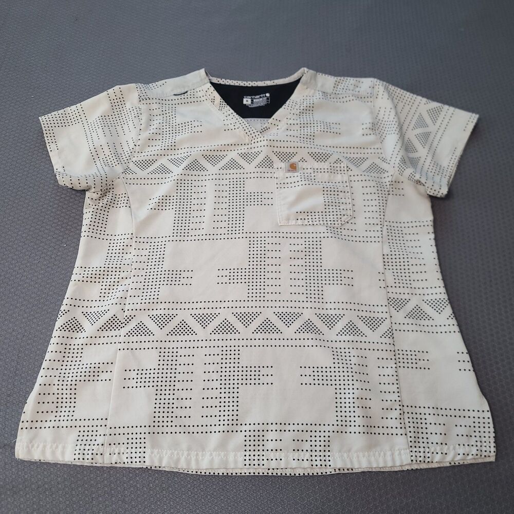 Carhartt Scrub Top Womens XLarge Gray Black Geometric Print C13014